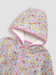 JoJo Maman Bébé Pink Guinea Pig Floral Cotton Appliqué Cosy Hoodie - Image 3 of 3