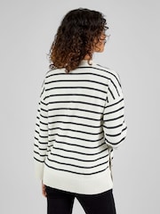 JoJo Maman Bébé Cream Maternity & Nursing Stripe Side Buttoned Jumper - Image 2 of 4