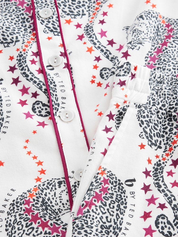 B by Ted Baker 100% Cotton Button Through White Leopard Print Pyjamas - Image 14 of 14