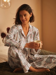 B by Ted Baker 100% Cotton Button Through White Leopard Print Pyjamas - Image 3 of 14