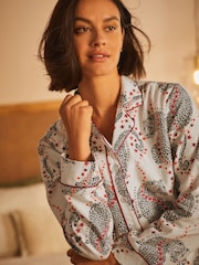 B by Ted Baker 100% Cotton Button Through White Leopard Print Pyjamas - Image 6 of 14
