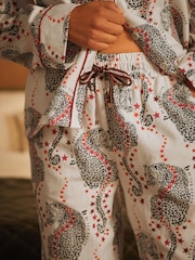 B by Ted Baker 100% Cotton Button Through White Leopard Print Pyjamas - Image 7 of 14