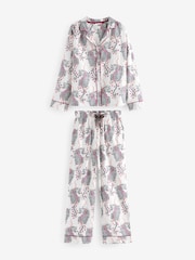 B by Ted Baker 100% Cotton Button Through White Leopard Print Pyjamas - Image 9 of 14