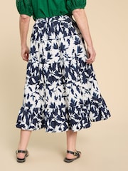White Stuff Blue Mayra Mixed Print Midi Skirt - Image 2 of 7