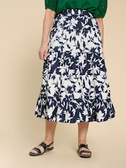 White Stuff Blue Mayra Mixed Print Midi Skirt - Image 3 of 7