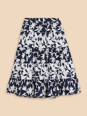 White Stuff Blue Mayra Mixed Print Midi Skirt - Image 5 of 7