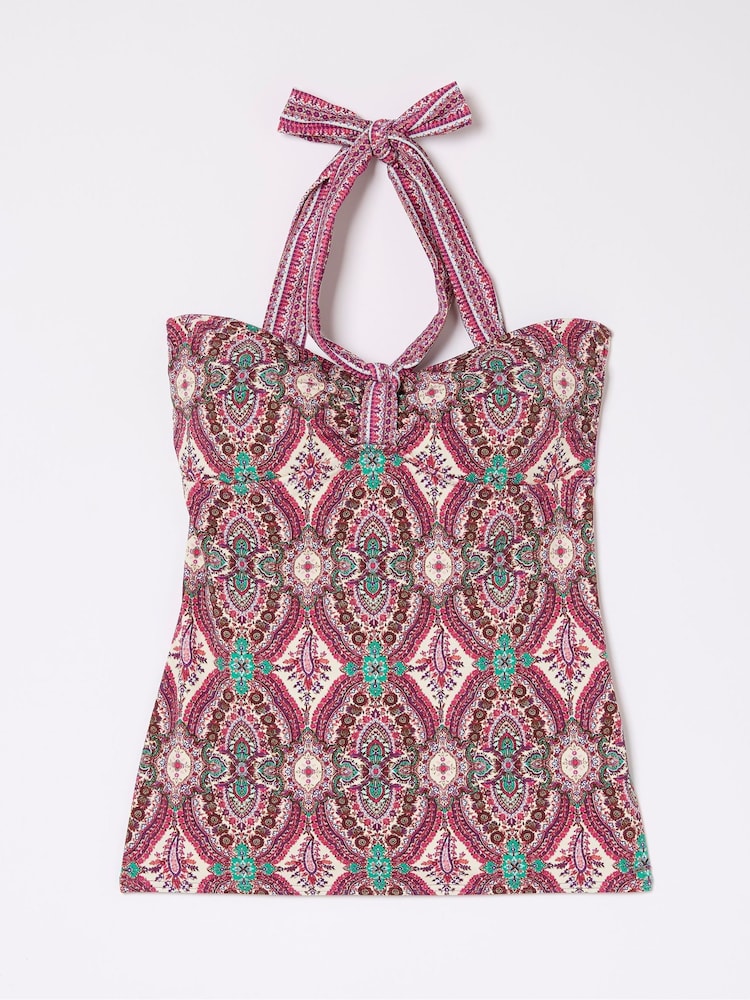 FatFace Jorja Pink Detail Paisley Tankini Top - Image 4 of 4