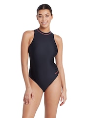 Zoggs Women Cable Zipped Hi-Neck One Piece Swimsuit - Image 1 of 7