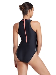 Zoggs Women Cable Zipped Hi-Neck One Piece Swimsuit - Image 2 of 7