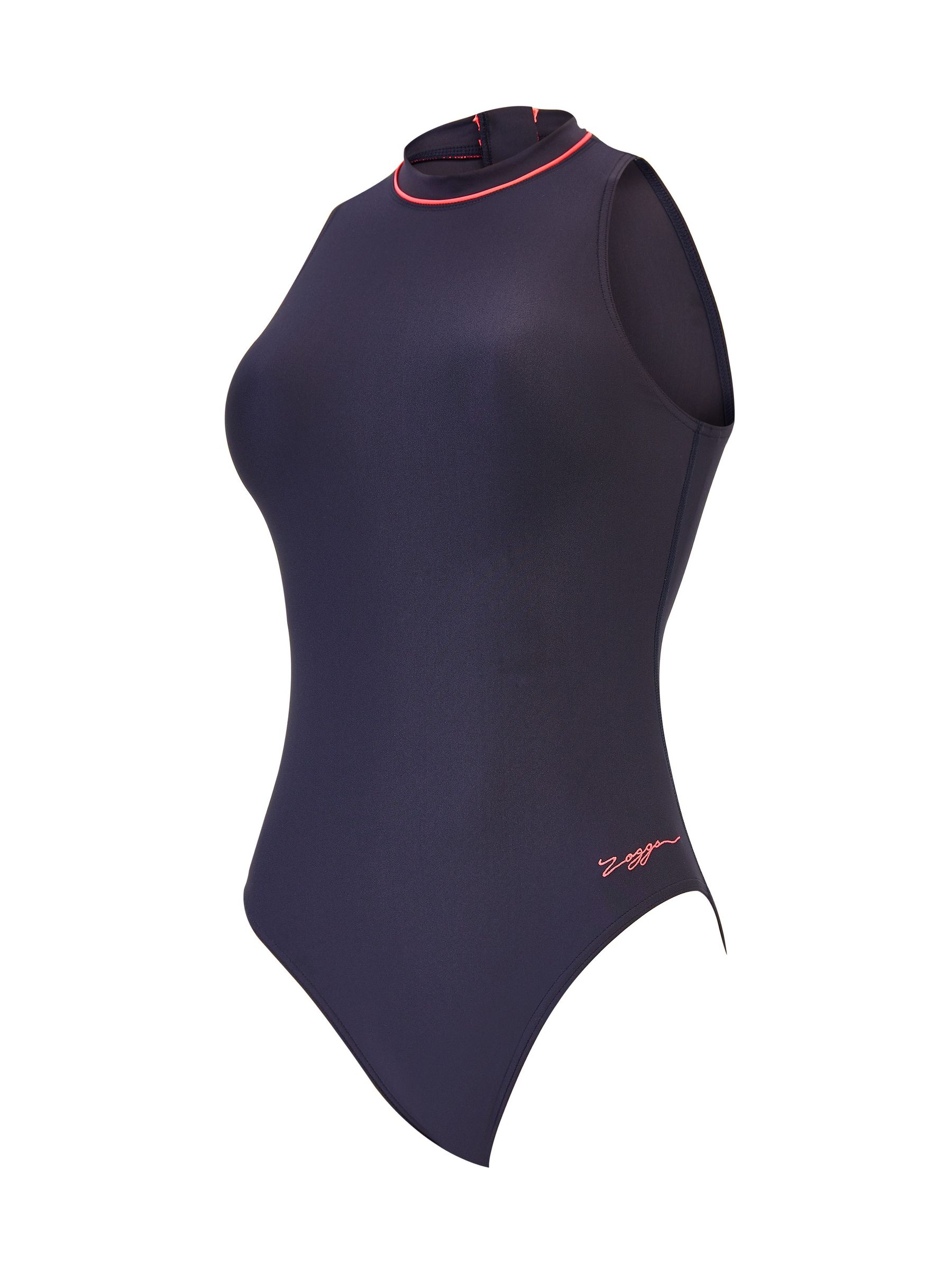 Buy Zoggs Blue Chlorine Resistant Hi-Neck Zipped Swimsuit from