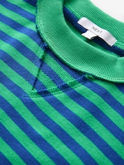 Blau/Grün - Gestreiftes Jersey-Sweatshirt mit rohem Saum und Nahtdetails, Rundhalsausschnitt, 100% Baumwolle - Bild 6 von 7