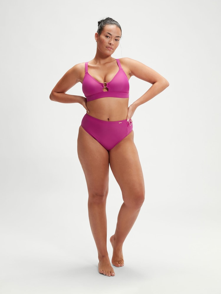 Speedo Pink Womens Shaping Triangle Bikini Top with Removable Bra Pads - Image 1 of 6