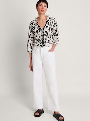 Monsoon Natural Rosa Print Linen Top - Image 2 of 5