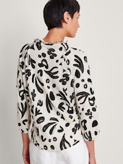 Monsoon Natural Rosa Print Linen Top - Image 3 of 5