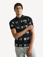Fred Perry 100% Cotton Chequerboard Print Black Polo Shirt - Image 10 of 26