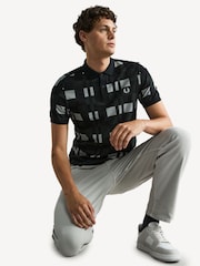 Fred Perry 100% Cotton Chequerboard Print Black Polo Shirt - Image 14 of 26