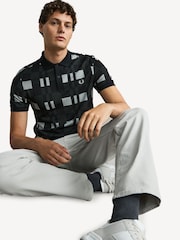 Fred Perry 100% Cotton Chequerboard Print Black Polo Shirt - Image 15 of 26