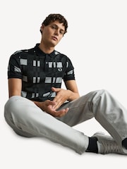 Fred Perry 100% Cotton Chequerboard Print Black Polo Shirt - Image 16 of 26