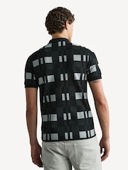 Fred Perry 100% Cotton Chequerboard Print Black Polo Shirt - Image 19 of 26