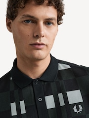Fred Perry 100% Cotton Chequerboard Print Black Polo Shirt - Image 24 of 26