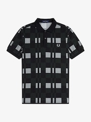 Fred Perry 100% Cotton Chequerboard Print Black Polo Shirt - Image 25 of 26