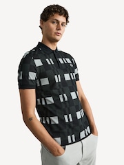 Fred Perry 100% Cotton Chequerboard Print Black Polo Shirt - Image 8 of 26