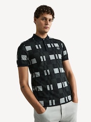Fred Perry 100% Cotton Chequerboard Print Black Polo Shirt - Image 9 of 26