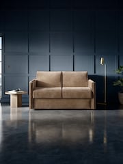 Jay-Be Luxe Velvet Cedar Mink Brown Slim 2 Seater Sofa Bed - Image 1 of 6