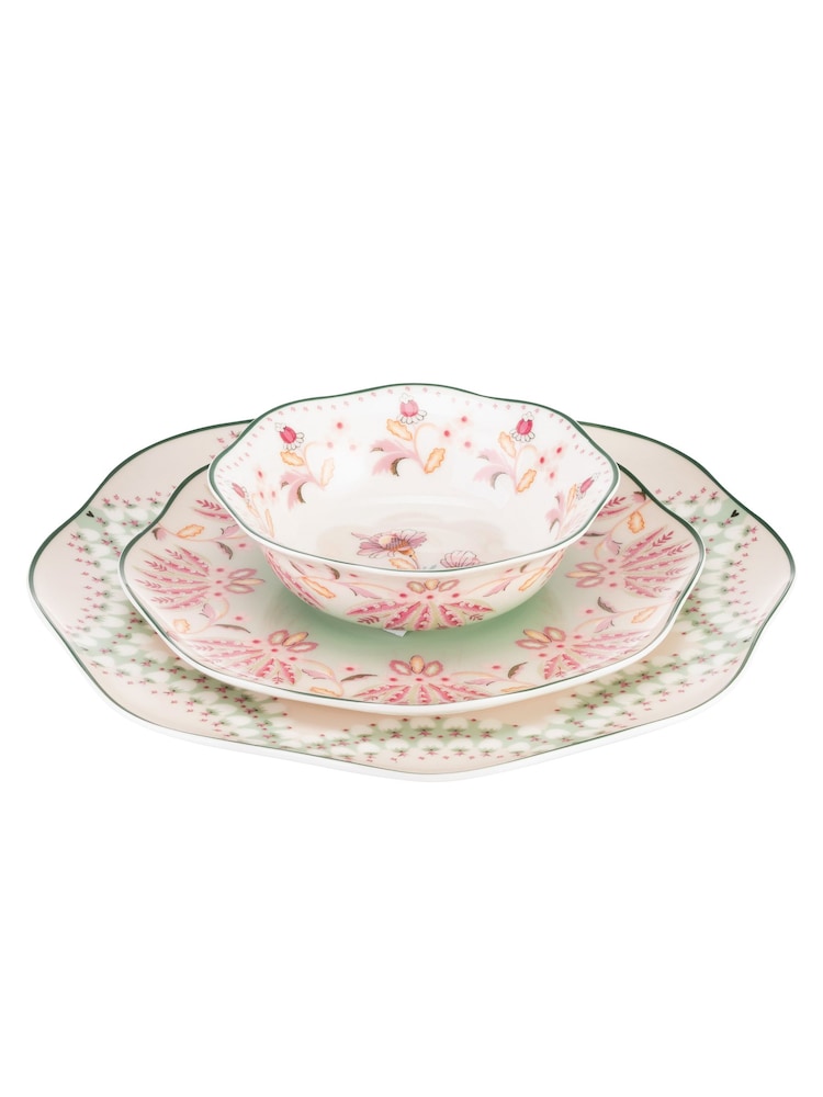 Cath Kidston Green Friendship Gardens 12 Piece Dinner Set - Image 1 of 5