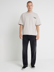 River Island Black Loose Fit Washed 100% Cotton Jeans - Image 1 of 4