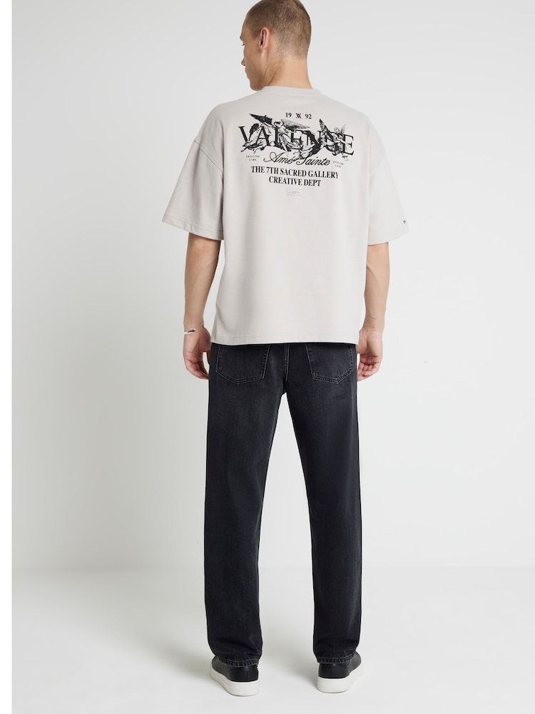 River Island Black Loose Fit Washed 100% Cotton Jeans - Image 2 of 4