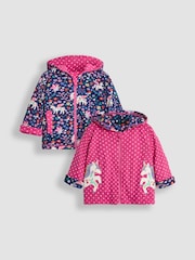 JoJo Maman Bébé Pink Unicorn Appliqué Reversible Hoodie - Image 1 of 8