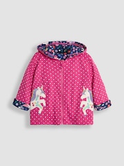 JoJo Maman Bébé Pink Unicorn Appliqué Reversible Hoodie - Image 2 of 8