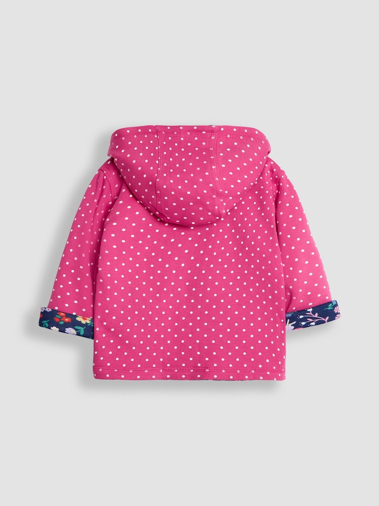 JoJo Maman Bébé Pink Unicorn Appliqué Reversible Hoodie - Image 3 of 8