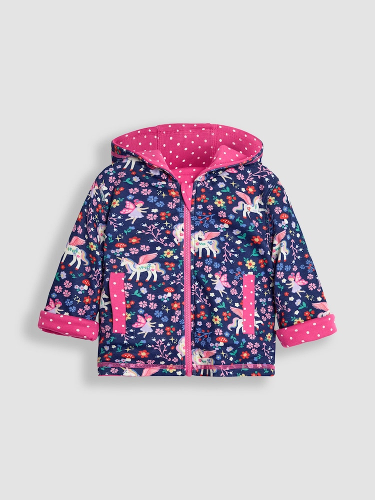 JoJo Maman Bébé Pink Unicorn Appliqué Reversible Hoodie - Image 4 of 8