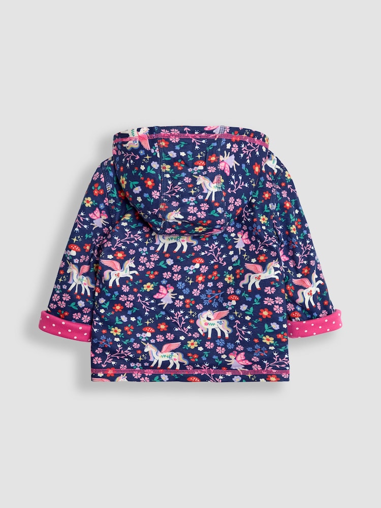 JoJo Maman Bébé Pink Unicorn Appliqué Reversible Hoodie - Image 5 of 8