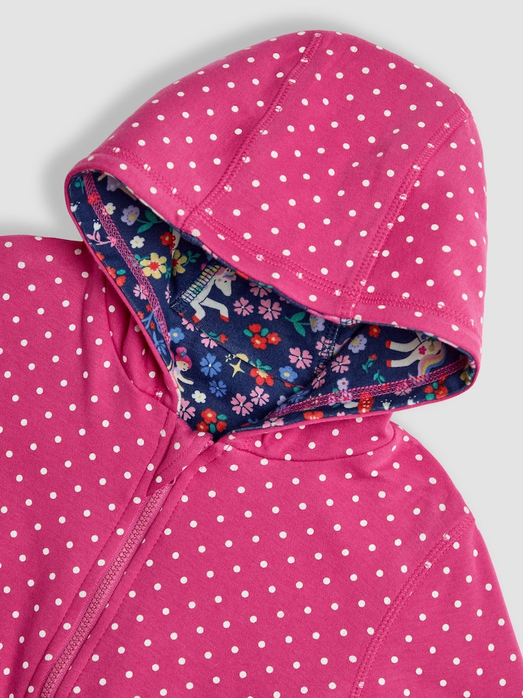 JoJo Maman Bébé Pink Unicorn Appliqué Reversible Hoodie - Image 6 of 8