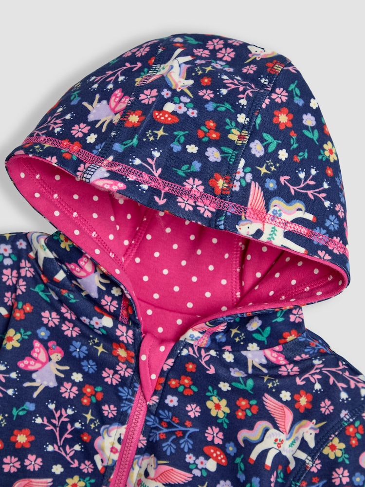 JoJo Maman Bébé Pink Unicorn Appliqué Reversible Hoodie - Image 7 of 8