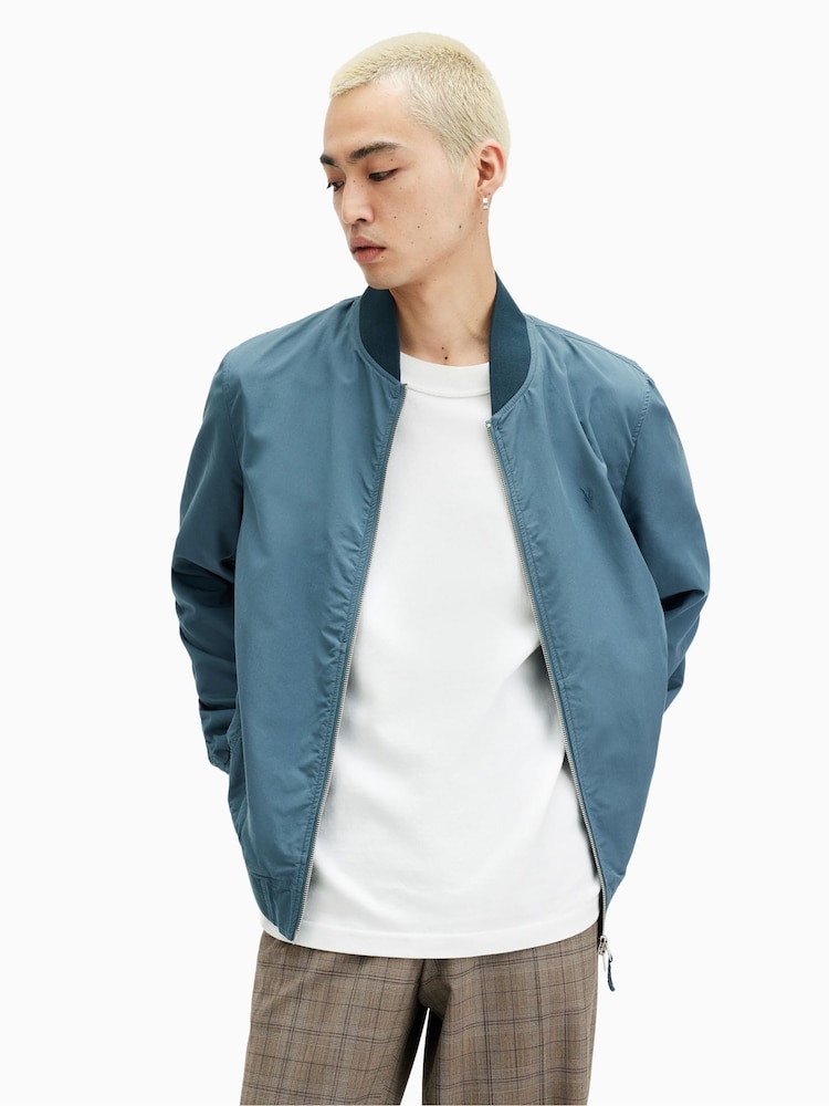AllSaints Sky Blue Bassett Bomber Jacket - Image 1 of 7