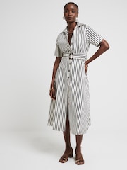 River Island в полоску Поясное платье-рубашка - Image 1 of 4