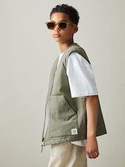 Reiss Sage Green Hayes 3-9 yrs Cotton Quilted Gilet - Image 3 of 4