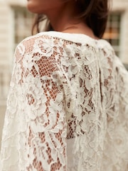 Ivory Round Neck Lace Long Sleeve Blouse - Image 3 of 8