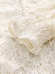 Ivory Round Neck Lace Long Sleeve Blouse - Image 7 of 8