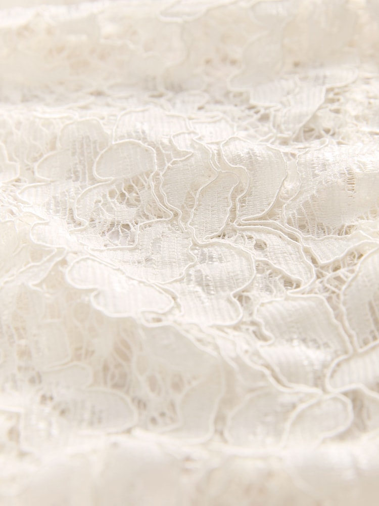 Ivory Round Neck Lace Long Sleeve Blouse - Image 8 of 8