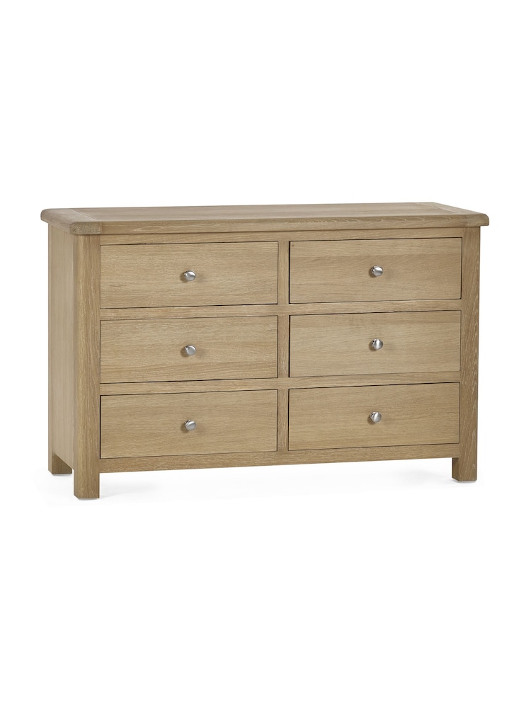 Julian Bowen Brown Memphis Limed 6 Drawer Wide Chest - Image 2 of 6