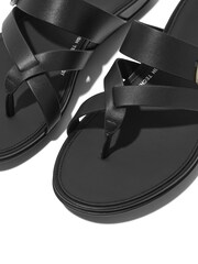 FitFlop Gracie Buckle Leather Cross Strap Toe Post Black Sandals - Image 5 of 5