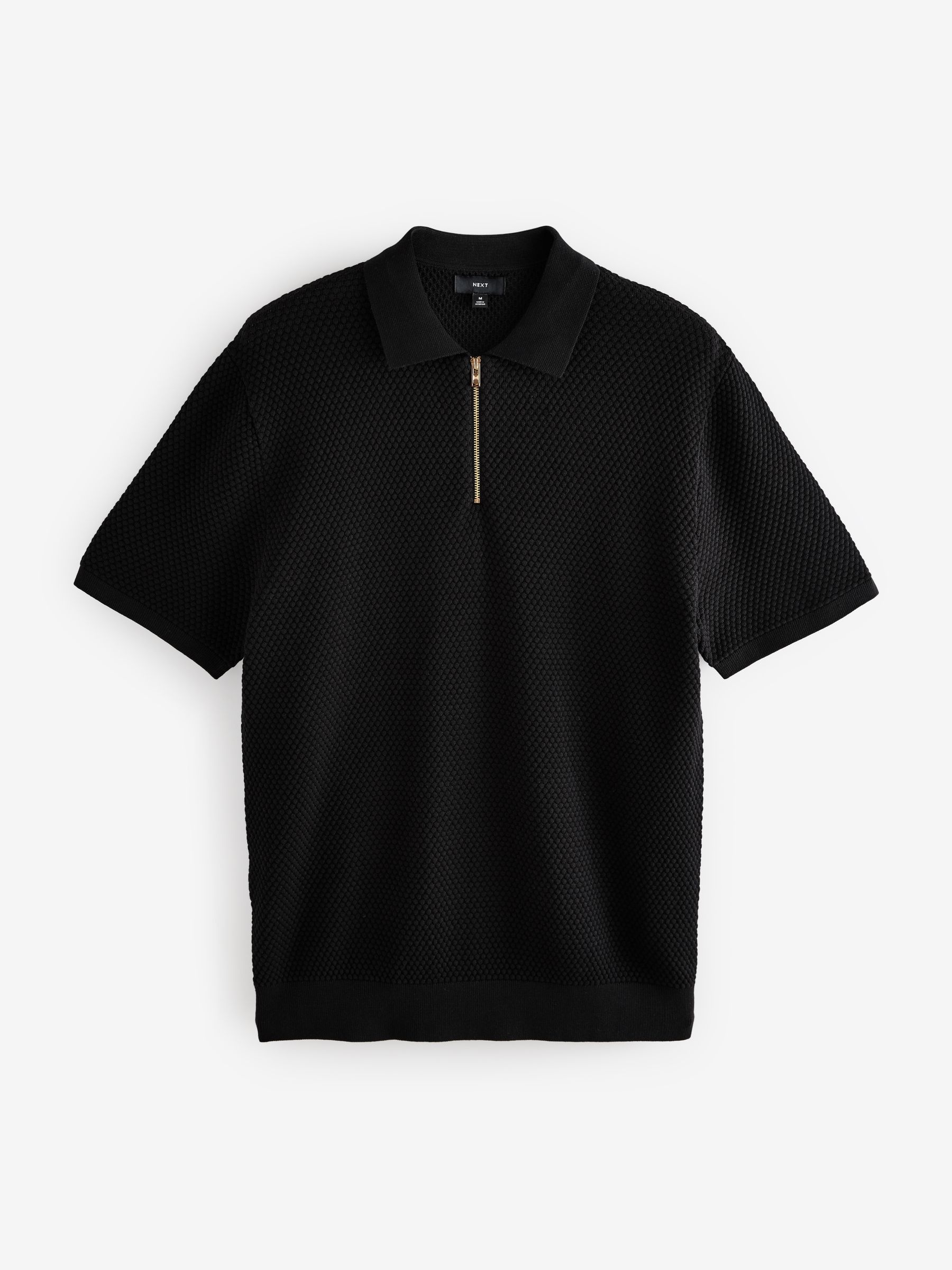 Buy Black Regular Fit 100% Cotton Textured Short Sleeve Knit