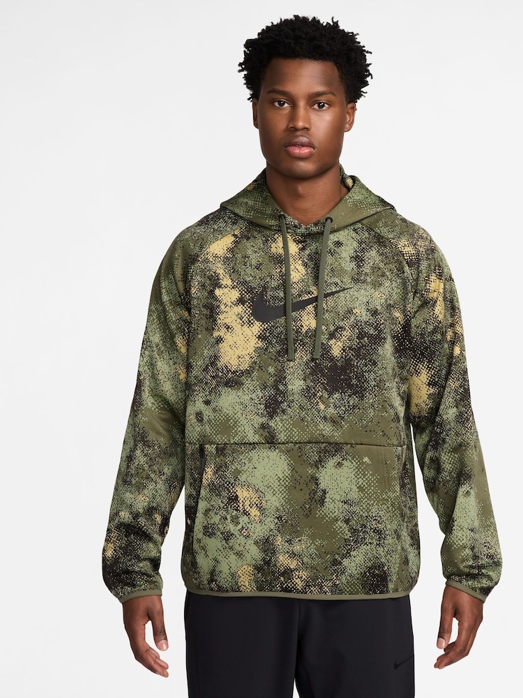 Nike Green Camo Therma-FIT Printed Pullover Versatile Hoodie - Image 1 of 3