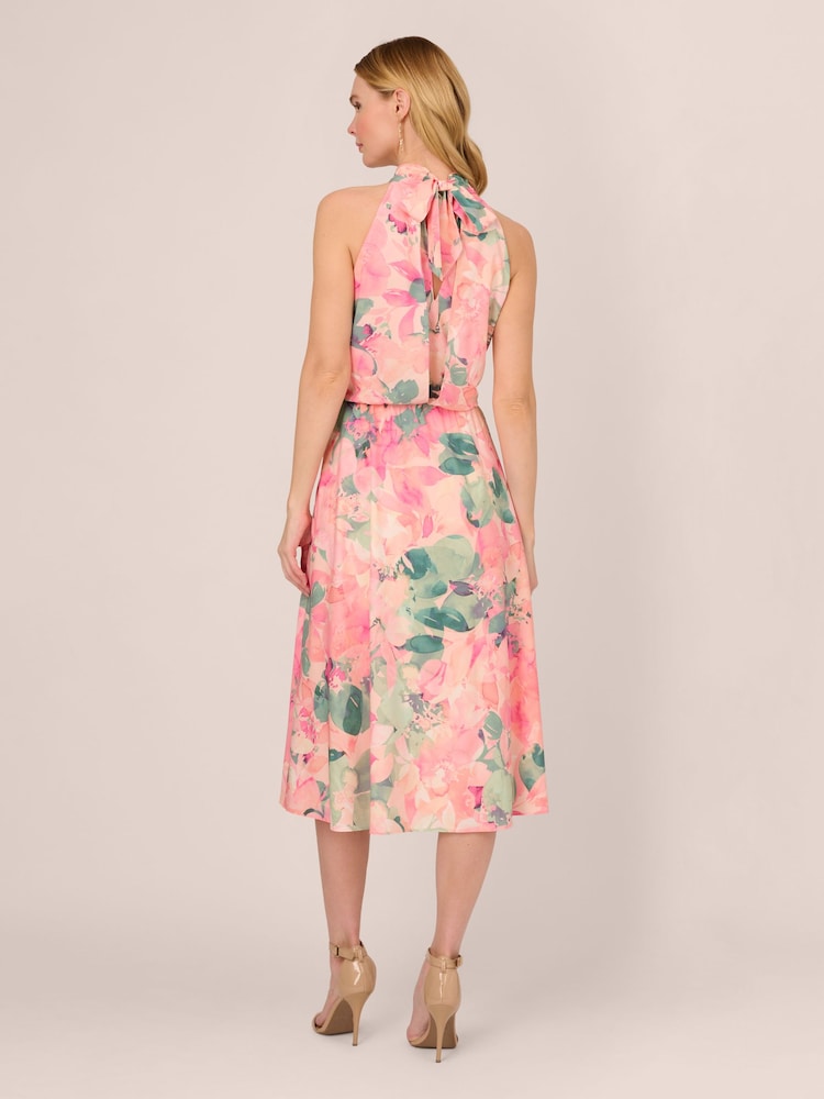 Adrianna Papell Pink Printed Midi Dress - Image 2 of 7 Adrianna Papell Pink Printed Midi Dress - Image 2 of 7