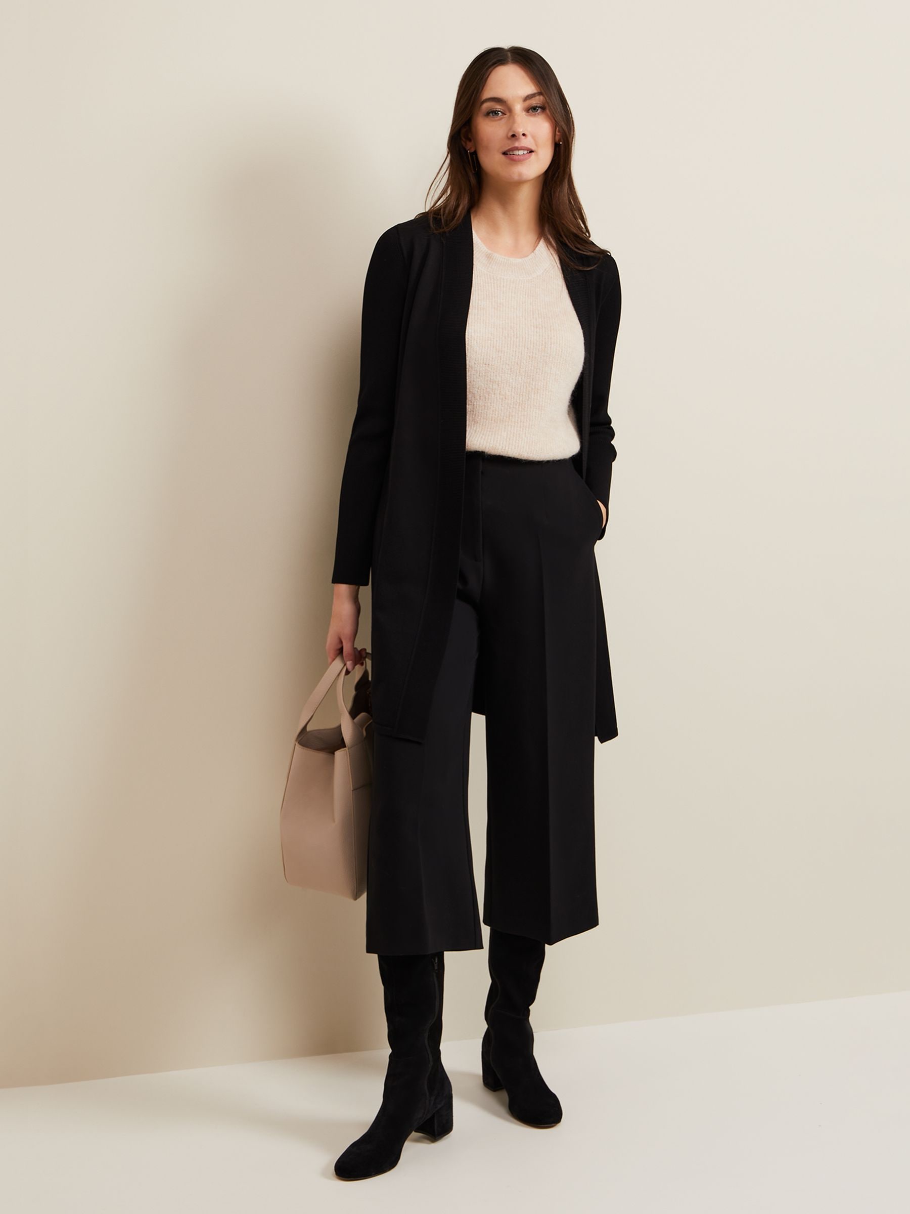 Buy Phase Eight Black Longline Lauren Edge to Edge Cardigan